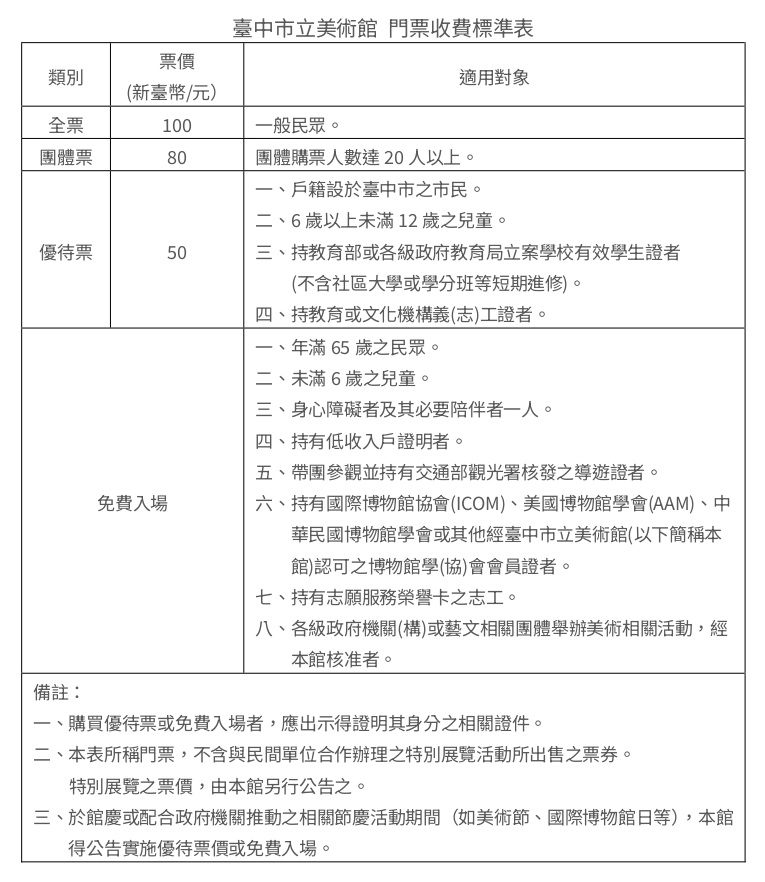 門票收費標準表